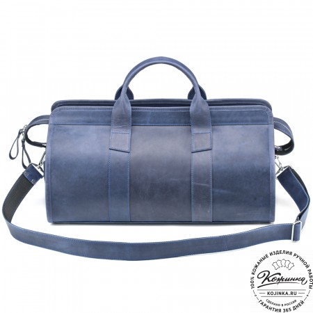 Кожаная дорожная сумка "Чарли" (синий крейзи)
