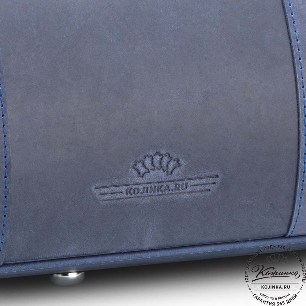 Кожаная дорожная сумка "Чарли" (синий крейзи)