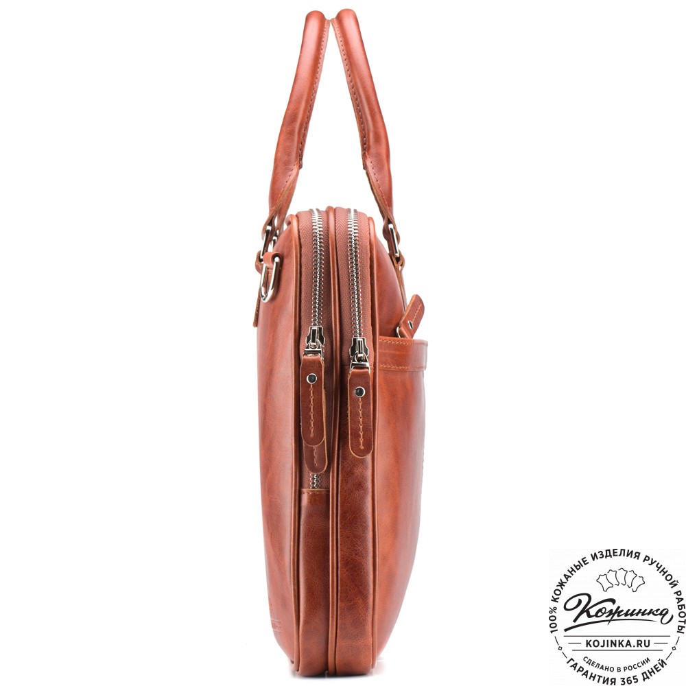 Кожаная деловая сумка "Кларк" (рыжий антик) 