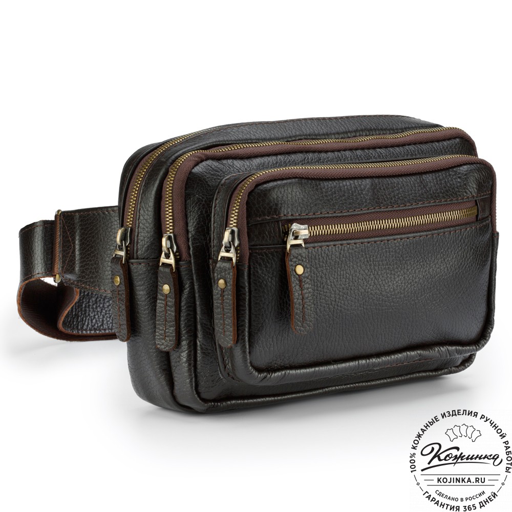 Кожаная сумка на пояс "Гидеон" (коричневая) 