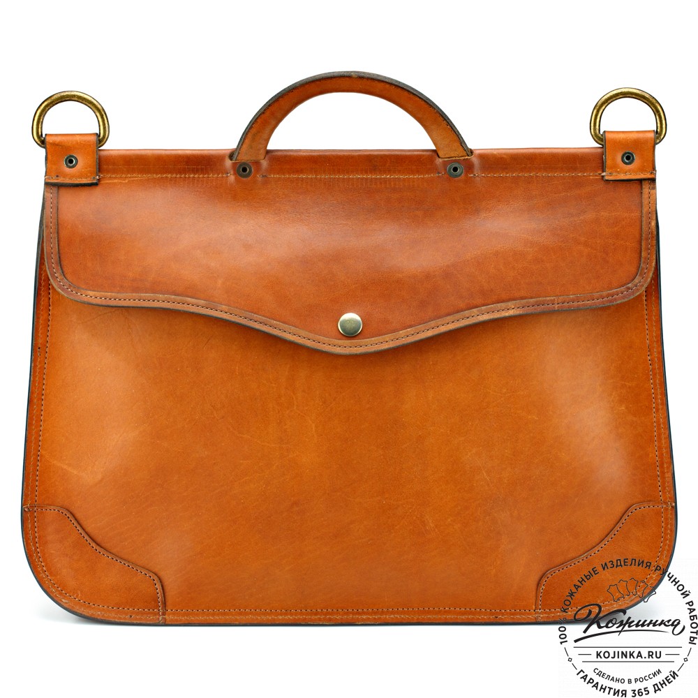 Портфель из кожи и брезента "Крокер" (коричневый с зеленым)