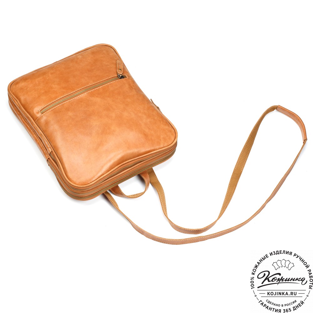 Кожаный рюкзак-сумка "Майя" (рыжий)