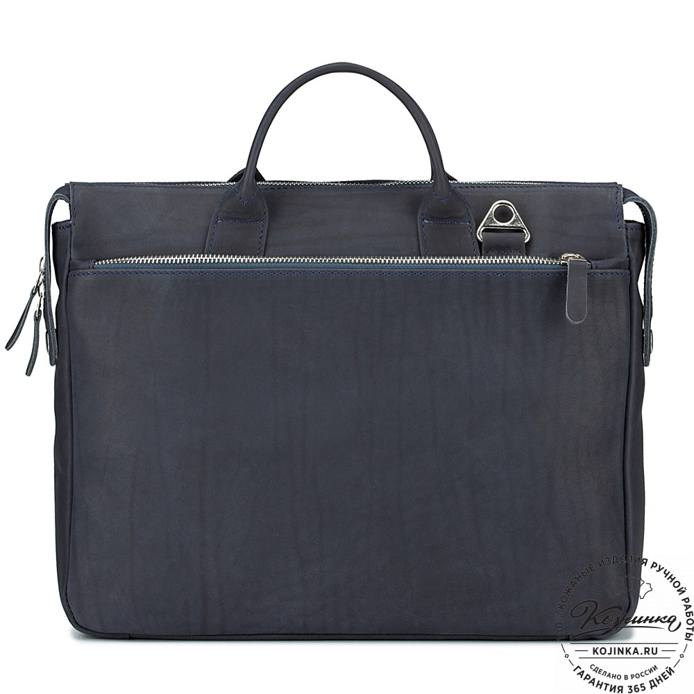 Кожаная деловая сумка "Гранд" (синий крейзи)