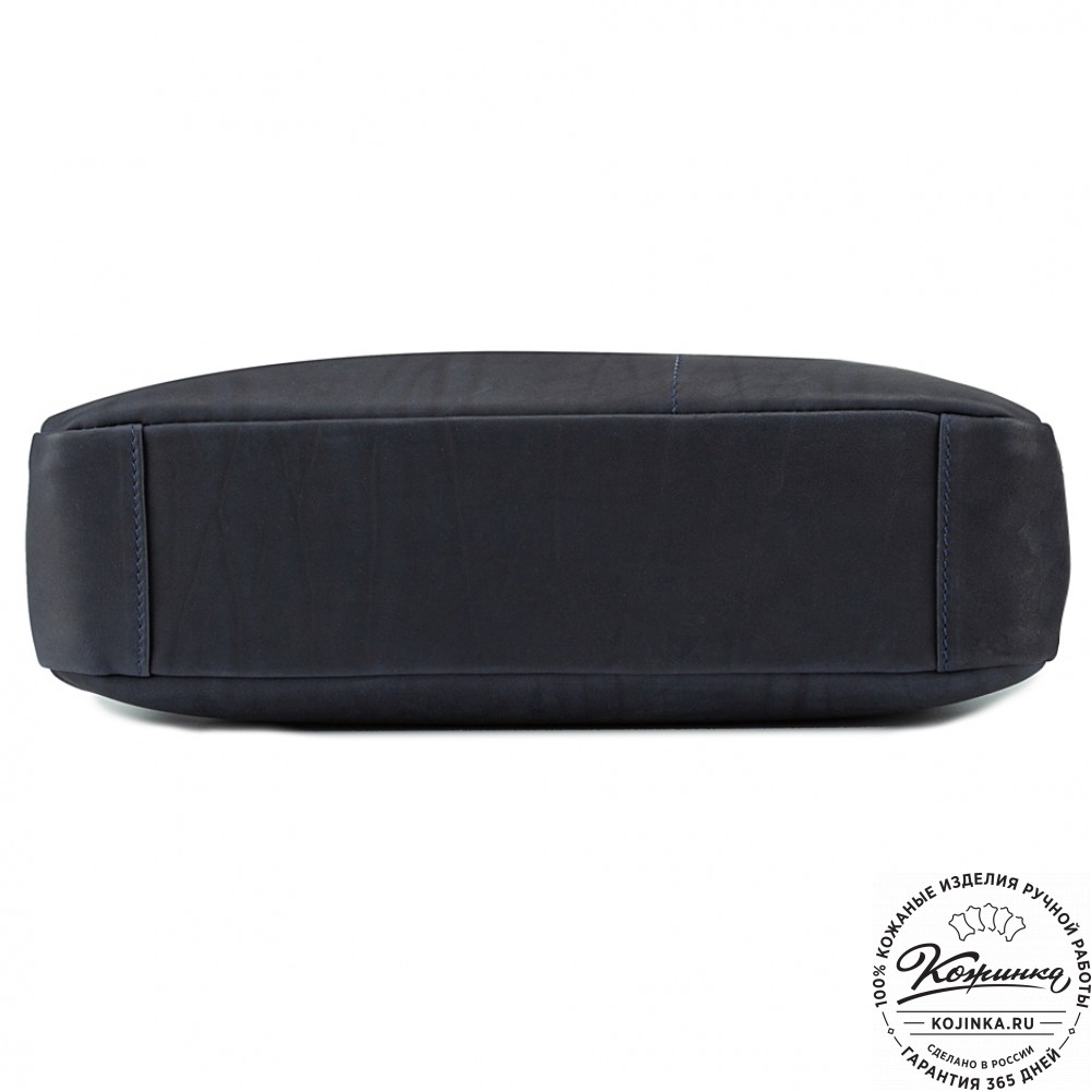 Кожаная деловая сумка "Гранд" (синий крейзи)