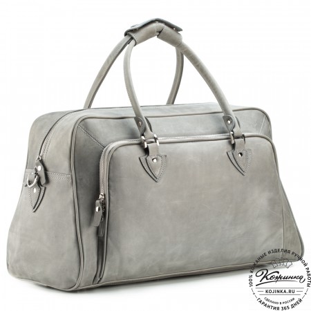 Кожаная дорожная сумка "Бруклин" (серый крейзи)