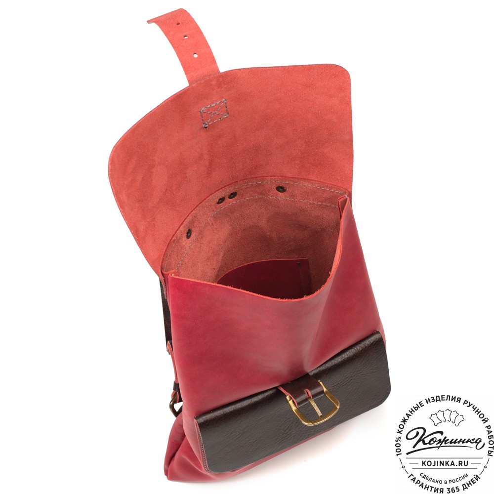 Кожаный рюкзак "Gray" (красный)