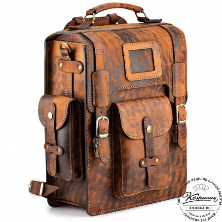 Кожаный ранец-портфель "Джон" (старение рыжее)