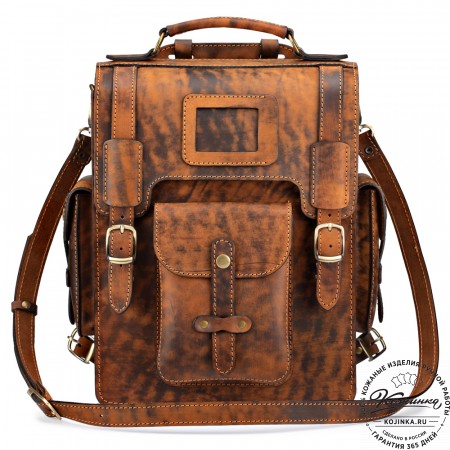 Кожаный ранец-портфель "Джон" (старение рыжее)