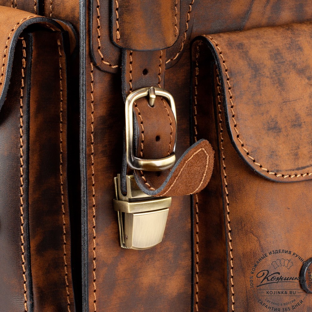 Кожаный ранец-портфель "Джон" (старение рыжее)