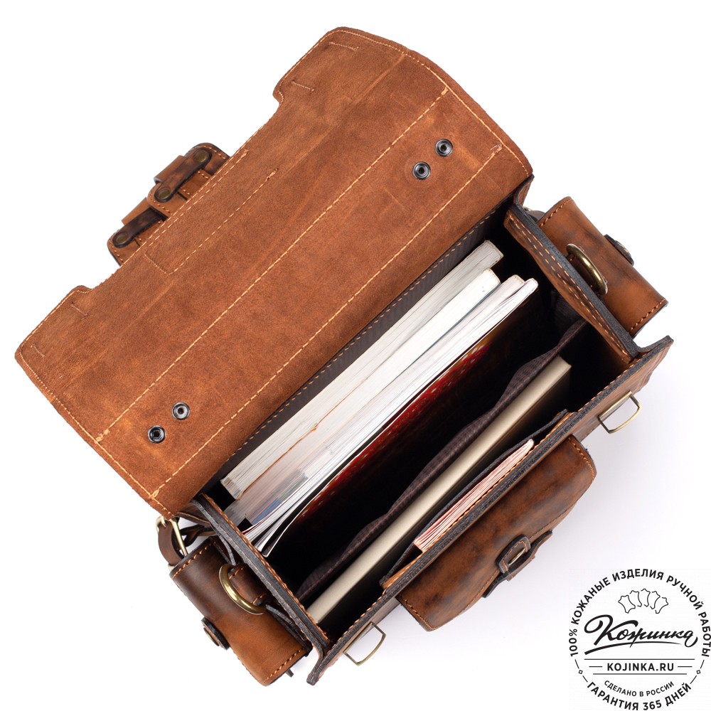Кожаный ранец-портфель "Джон" (старение рыжее)