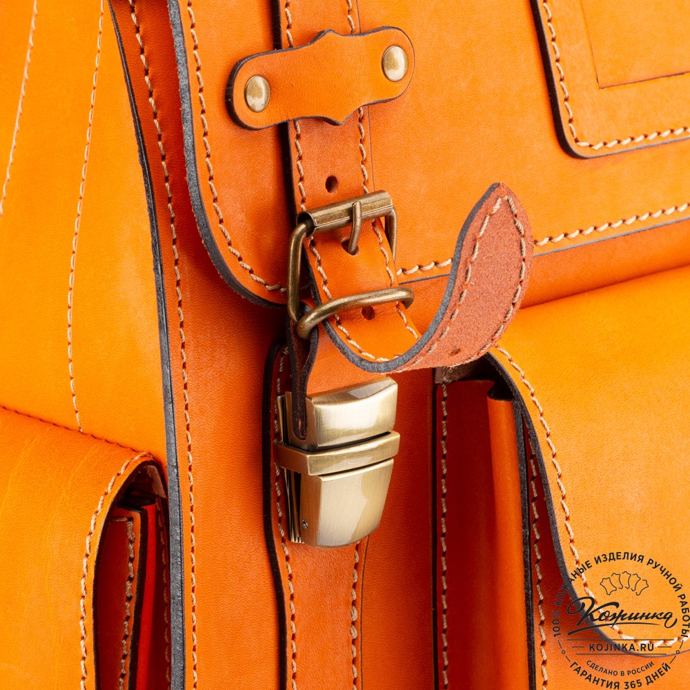 Кожаный ранец "Максимус 3" (оранжевый)