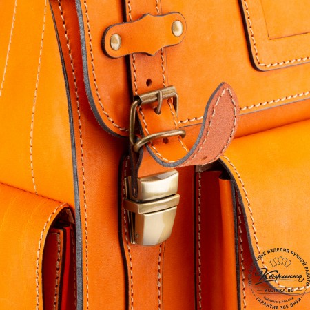 Кожаный ранец "Максимус 3" (оранжевый)