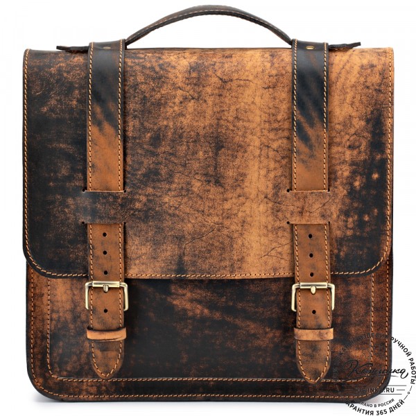 Кожаный портфель "Тесла" (старение коричневое). фото 1
