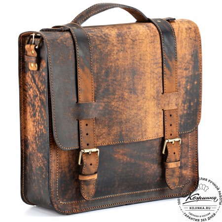 Кожаный портфель "Тесла" (старение коричневое)