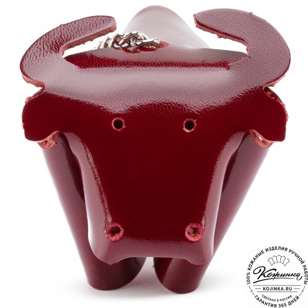 Кожаный брелок "Бычок" (бордо). фото 1