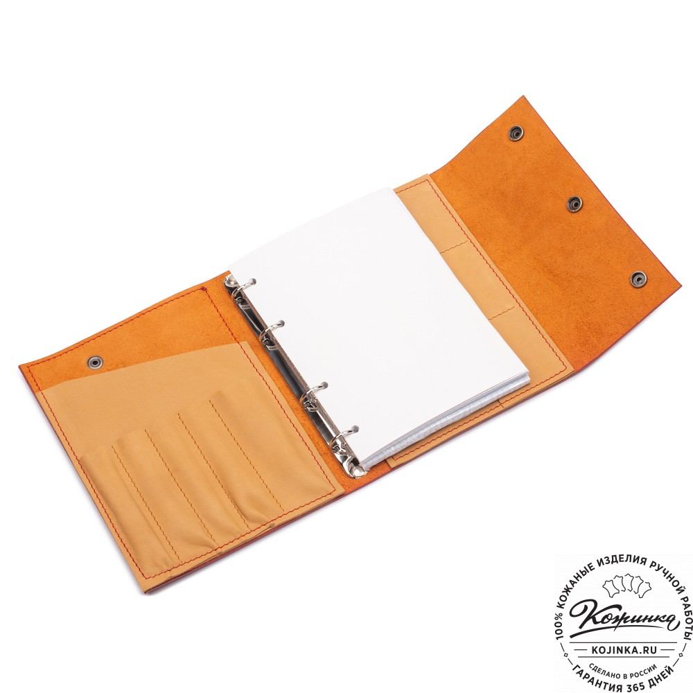 Кожаный ежедневник на кольцах "Джексон" (красный)