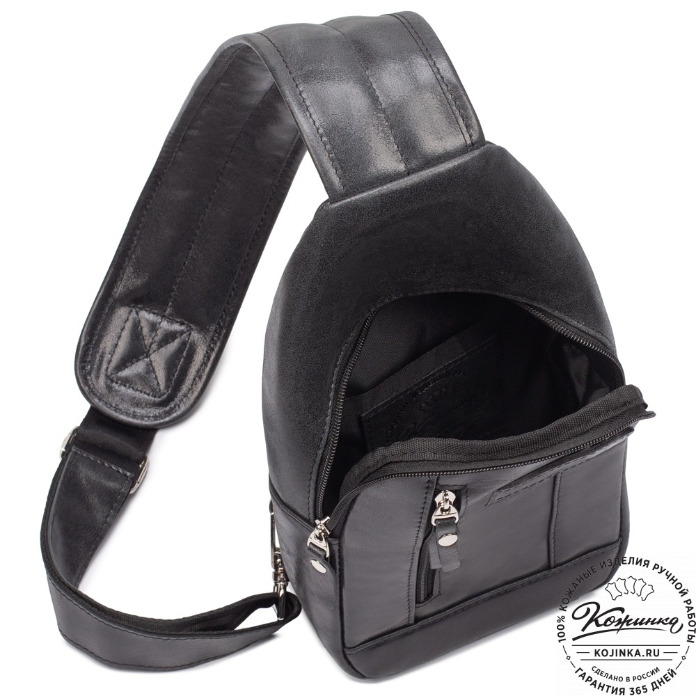 Кожаная нагрудная сумка "Ватикан" (чёрная)