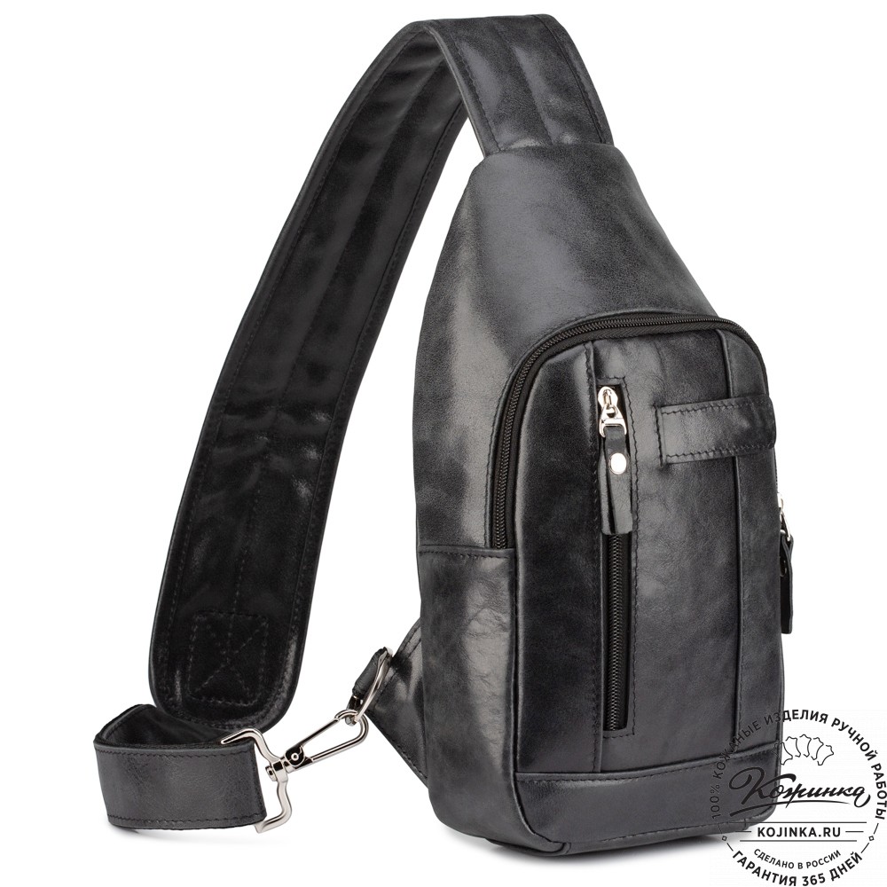 Кожаная нагрудная сумка "Ватикан" (чёрная)