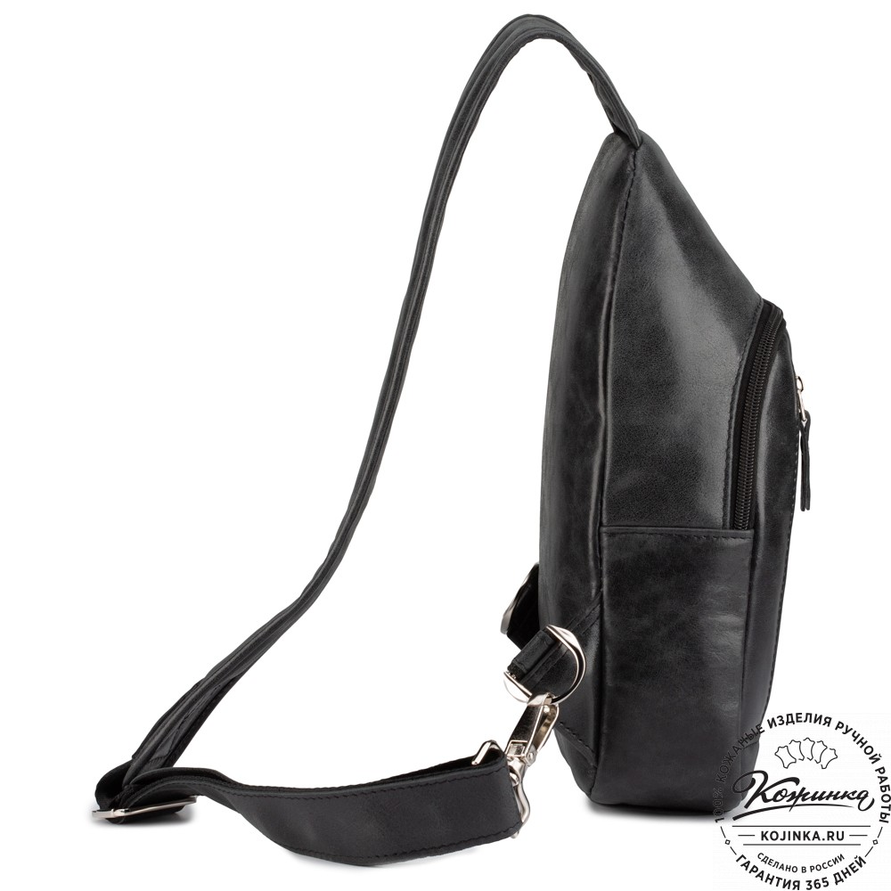 Кожаная нагрудная сумка "Ватикан" (чёрная)