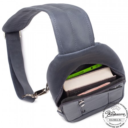 Кожаная нагрудная сумка "Ватикан" (джинс)