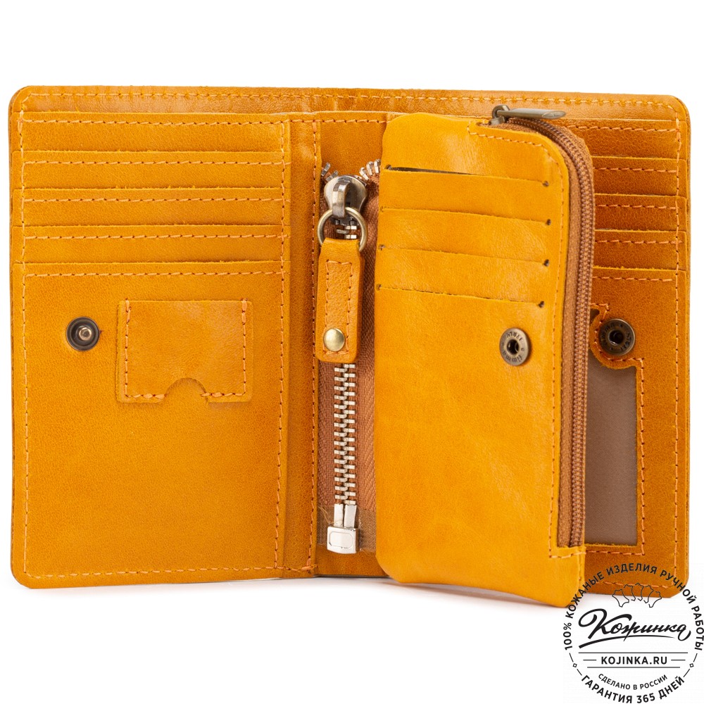 Кожаное портмоне "Япония" (жёлтое)