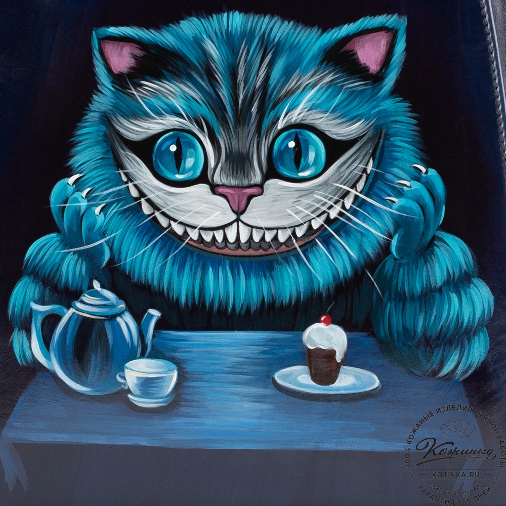 Женский кожаный рюкзак "Джорджия"  "Чешир за чаем" 