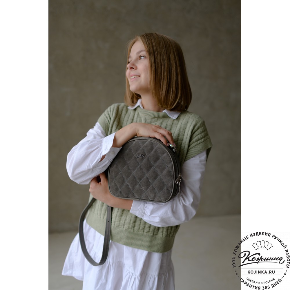 Женская кожаная сумка "Селин" (серая)