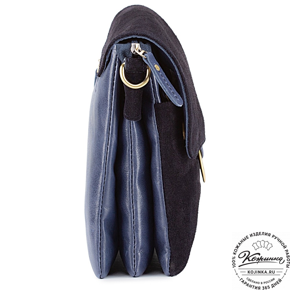 Женская сумка из кожи и замши  "Мишель" (синяя)