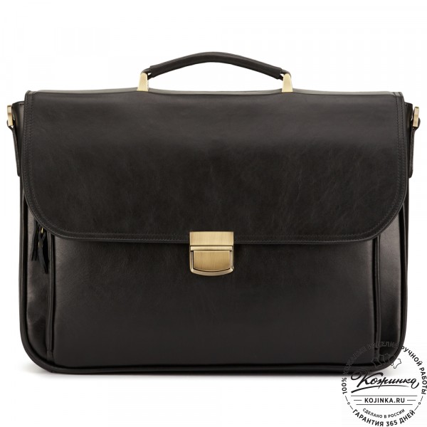 Кожаный портфель "Даниэль" (чёрный). фото 1