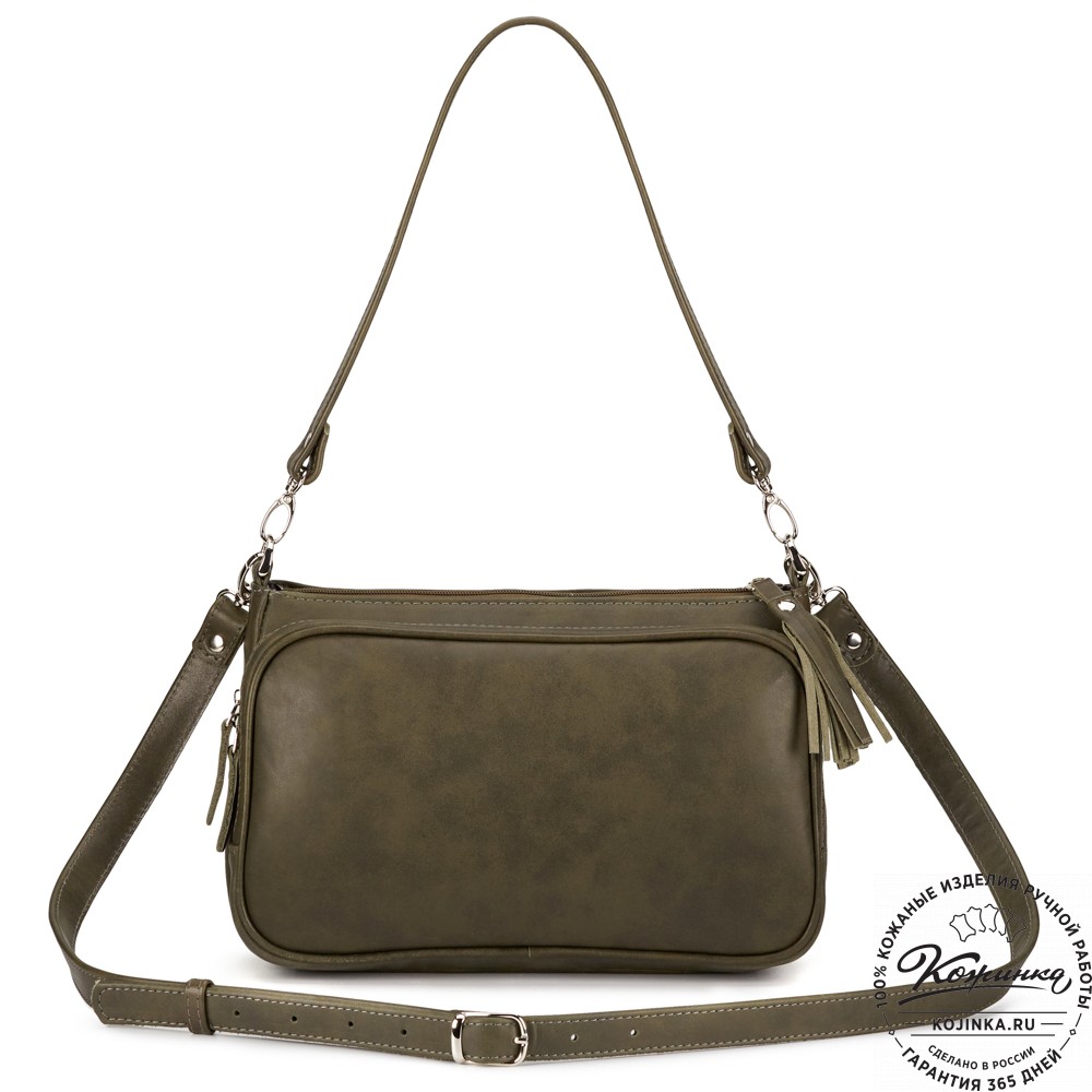 Женская кожаная сумка "Эмма" (хаки гладкая кожа)