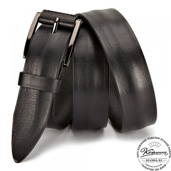 Кожаный ремень "Форсайт" (чёрный). фото 1