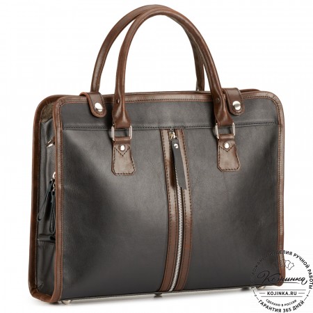 Кожаная деловая сумка "Юстин" (чёрная)