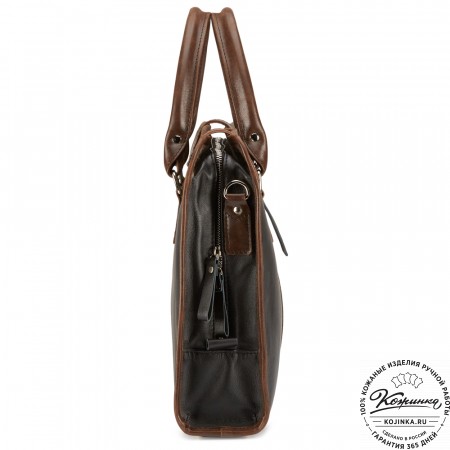 Кожаная деловая сумка "Юстин" (чёрная)