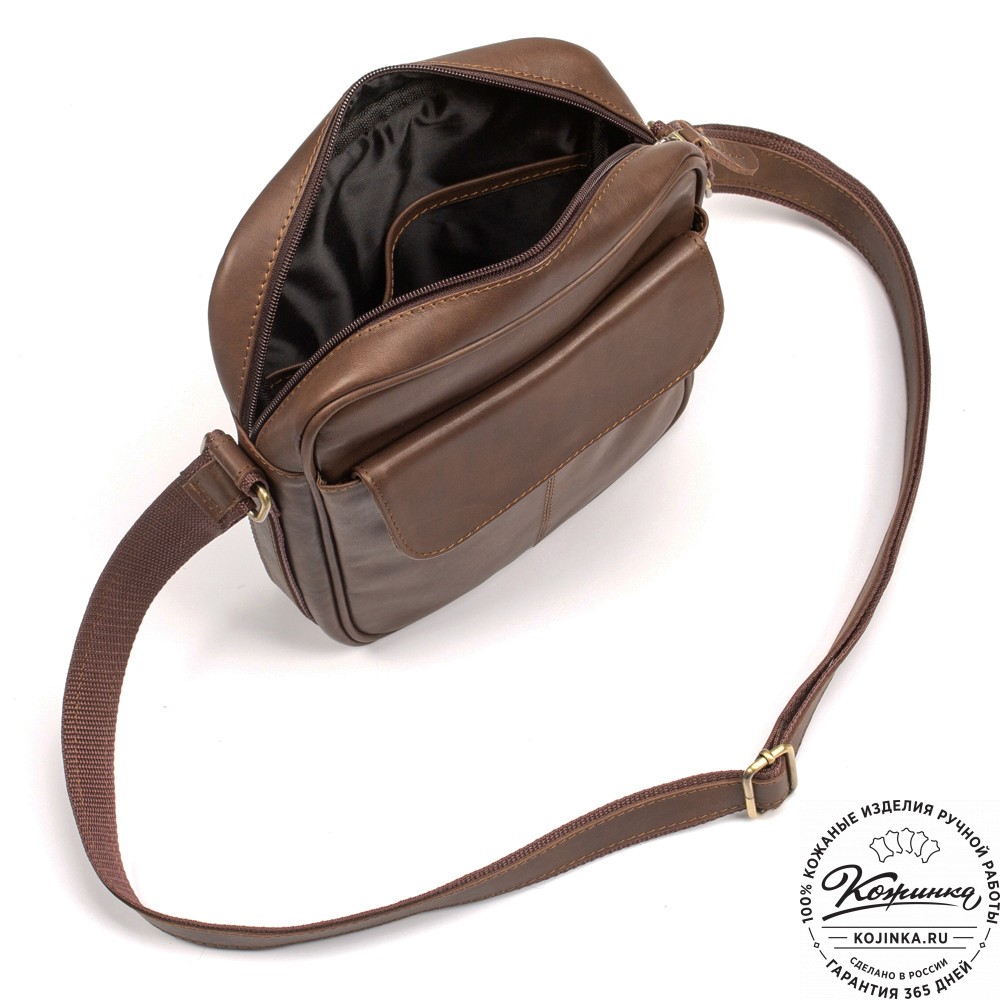 Кожаная сумка "Канада" (коричневая гладкая кожа)