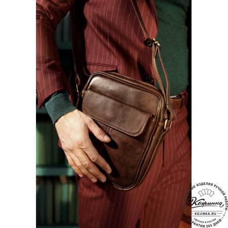 Кожаная сумка "Канада" (чёрная гладкая кожа)