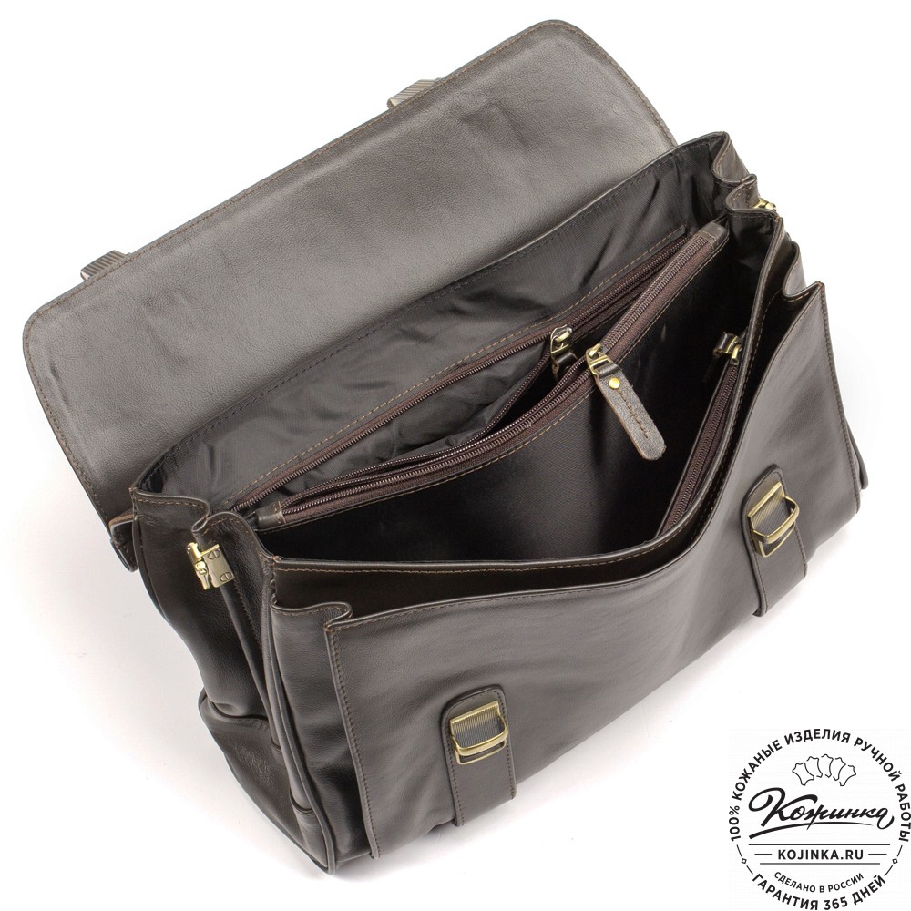 Кожаный портфель "Версаль" (тёмно-коричневый)