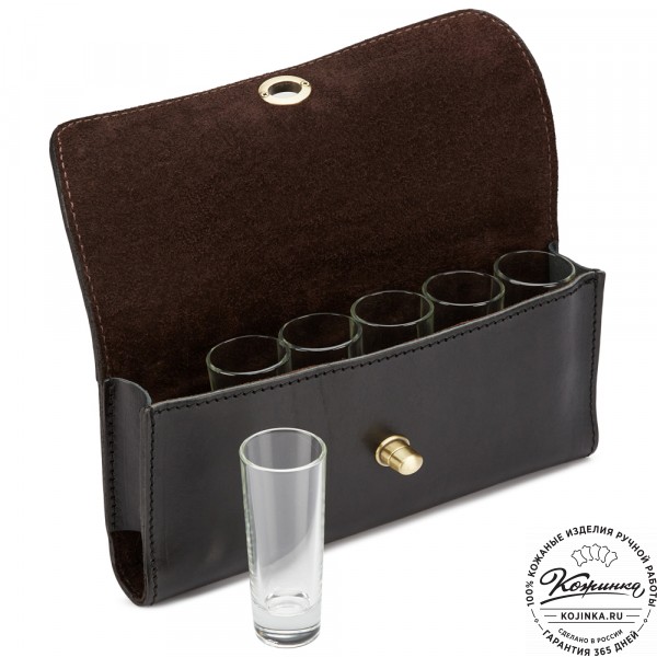 Кожаная рюмочница (чёрная). фото 1