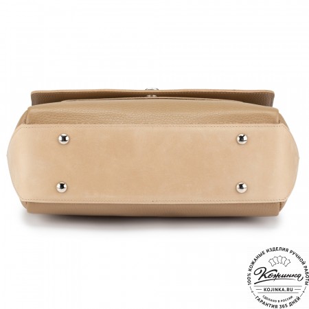 Женская кожаная сумка "Эстель" (бежевая)