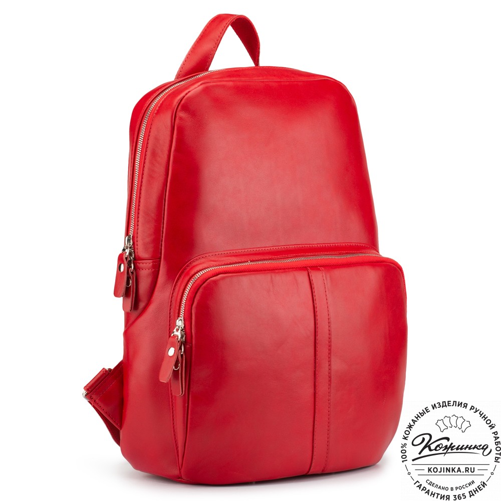 Кожаный рюкзак "Памела XL" (красный)
