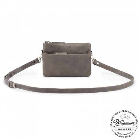 Женская кожаная сумка "Хельга" (серая гладкая кожа)