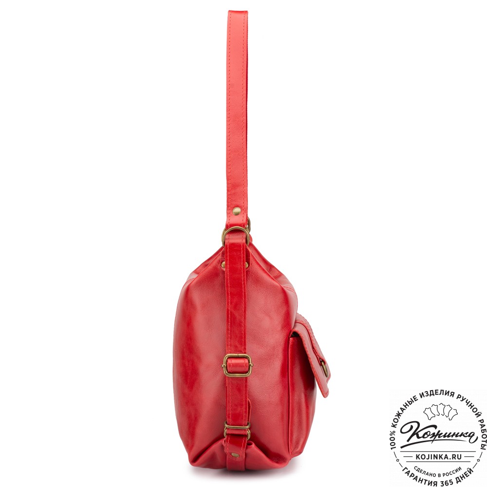Женская кожаная сумка-рюкзак "Ника" (красная)