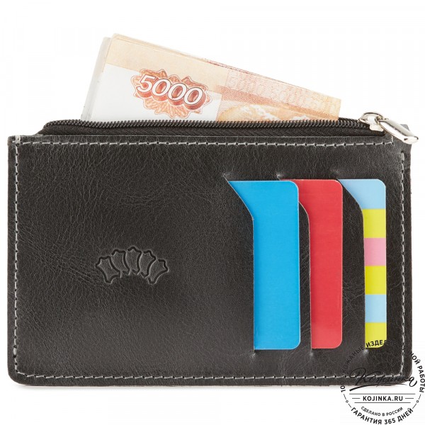 Кожаный футляр для карт "Фиджи" (чёрный). фото 1