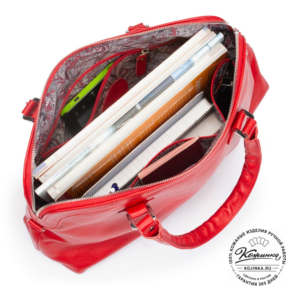 Женская кожаная сумка "Аврора" (красная гладкая кожа)