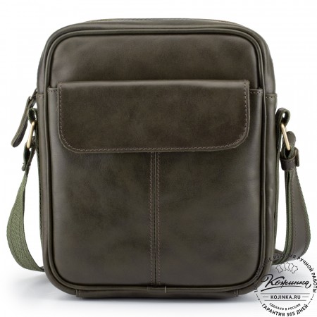 Кожаная сумка "Канада" (хаки гладкая кожа)