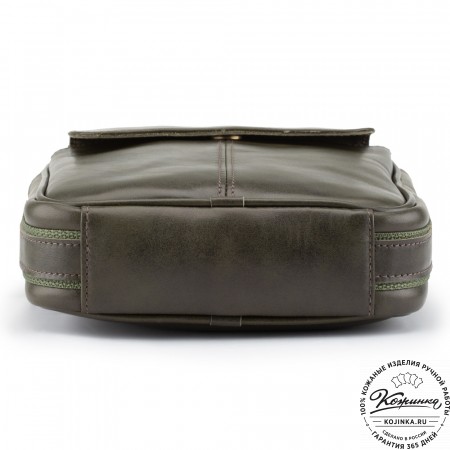 Кожаная сумка "Канада" (хаки гладкая кожа)