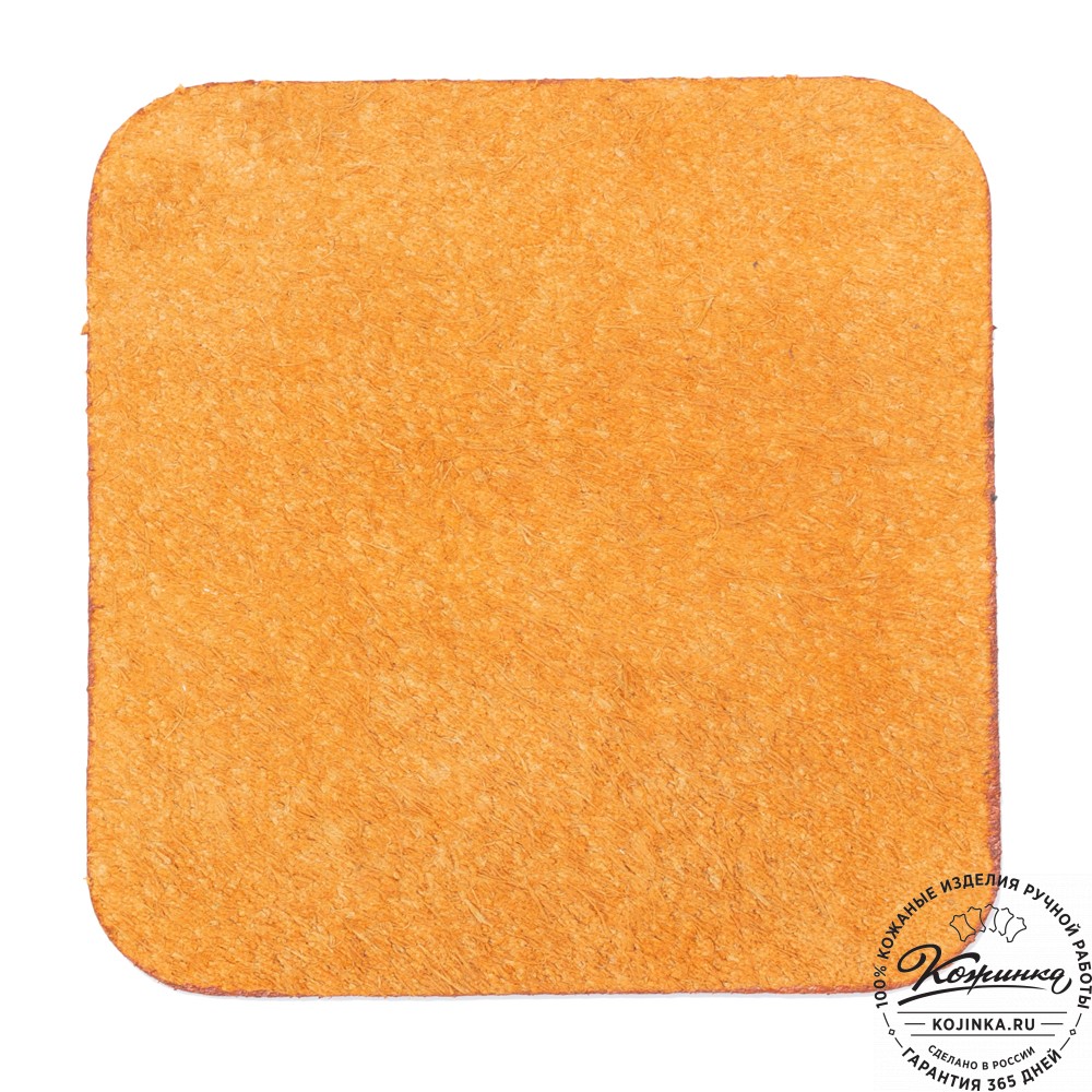 Кожаная подставка для стакана Костер - квадрат (рыжая)