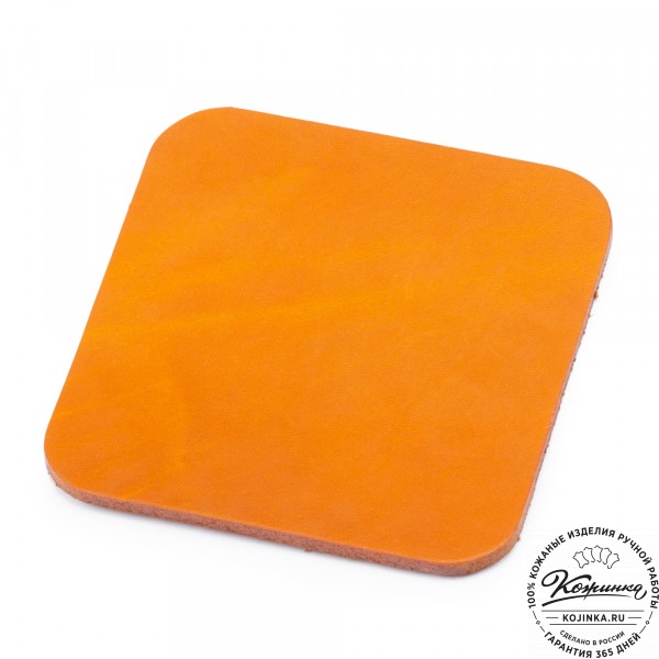 Кожаная подставка для стакана Костер - квадрат (рыжая). фото 1