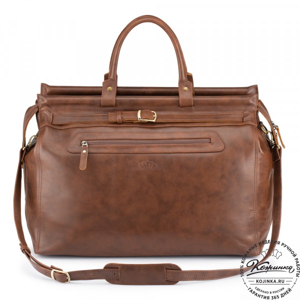 Кожаный дорожный саквояж "Сальери" (коричневая гладкая кожа). фото 1