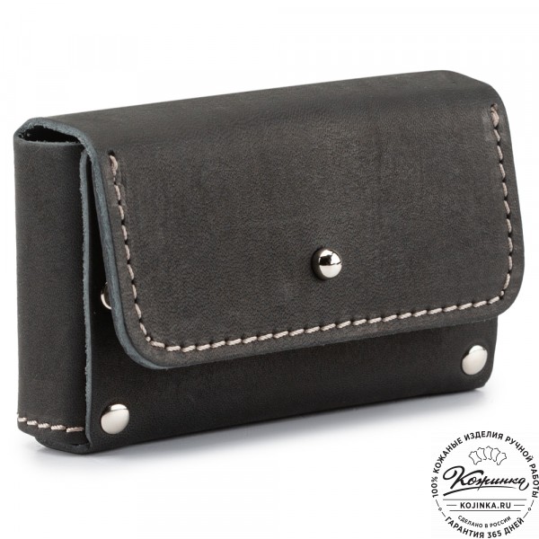 Кожаный картхолдер "Тироль" (чёрный) . фото 1