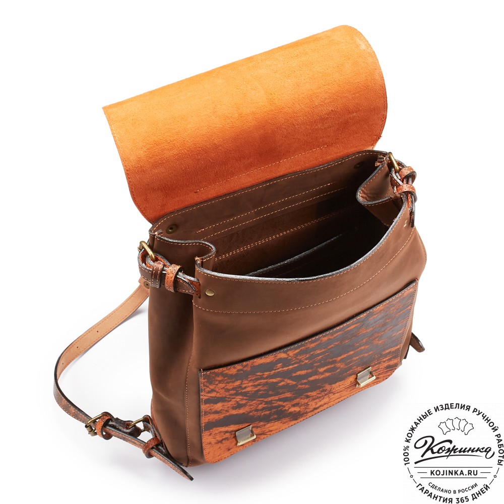 Кожаный рюкзак "Рафаэль New" (коричневый с рыжем старением)